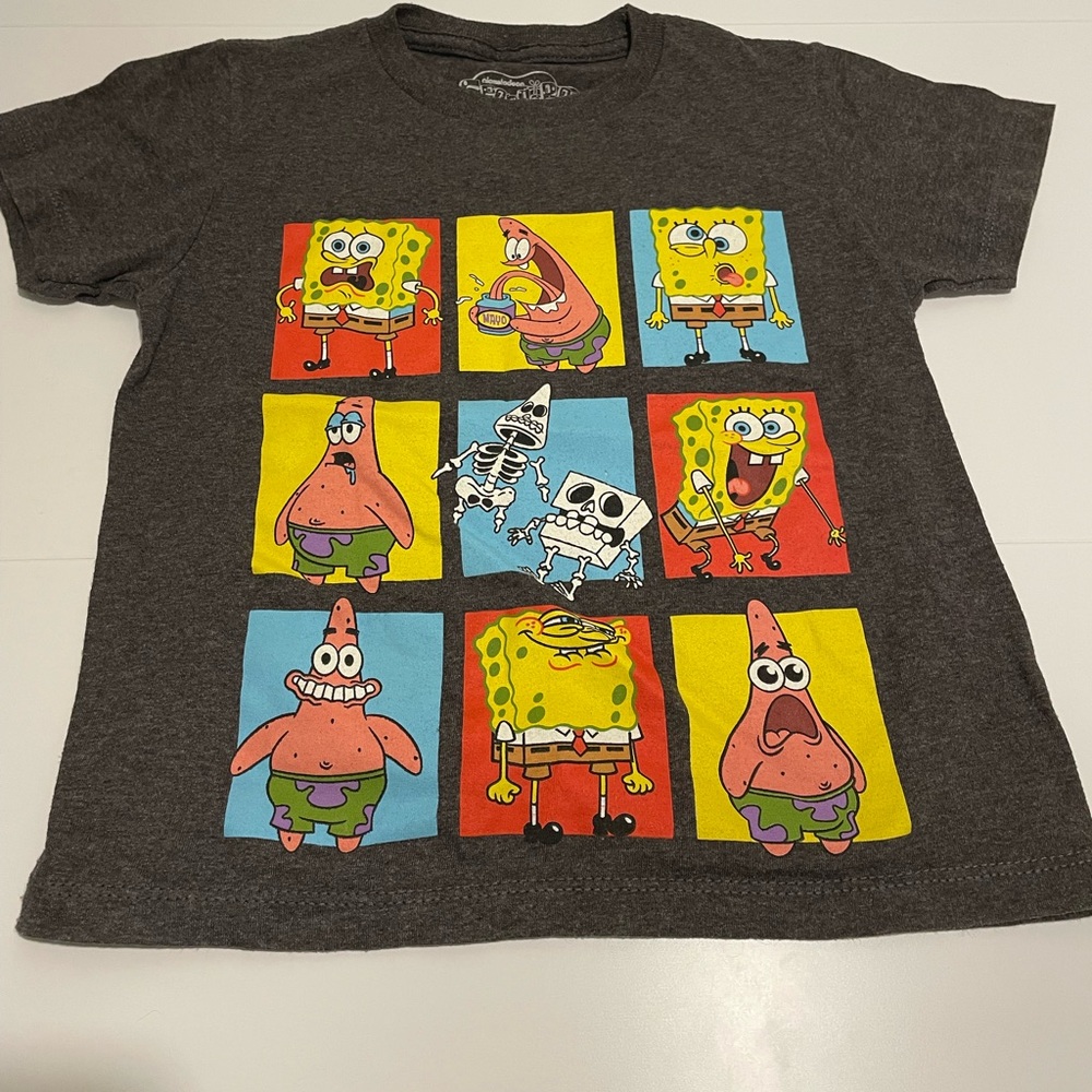 Spongebob Squarepants Graphic Tee Kid's size XS Dark Gray Short Sleeve T-Shirt